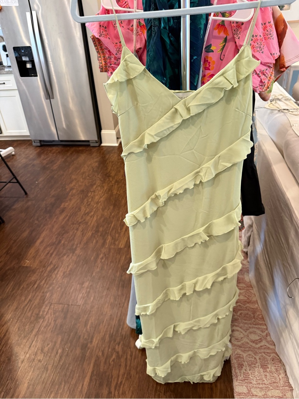 Light Green Ruffle Slip Dress
